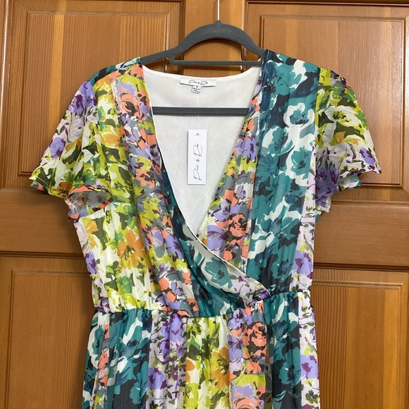 NWT Parker & Rowe Floral Faux Wrap Maxi Dress - Picture 6 of 8